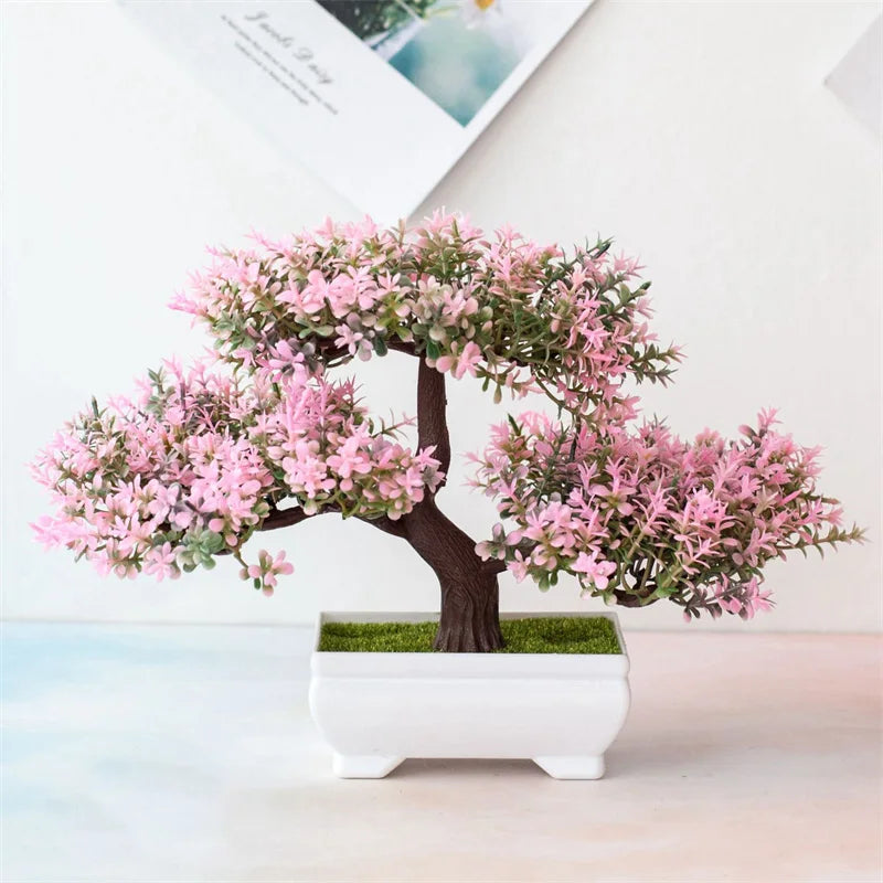 Artificial Plastic Plants Bonsai Small Tree Pot Fake Plant Potted Flower Home Room Table Decoration Garden Arrangement Ornaments