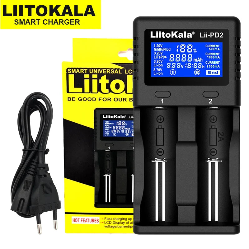 LiitoKala Lii-PD4 Lii-PD2 Lii-402 Lii202 LiiM4S 18650 Charger Universal Smart Charger for 26650 18650 21700 18500 AA AAA battery