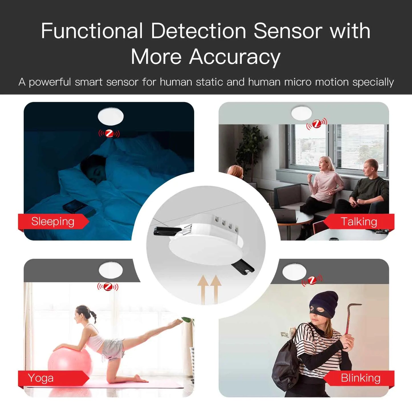 Tuya Smart ZigBee/WiFi Human Presence Detector Radar Detection Sensor Photometric 2 in 1 Function Smart Life Ceiling PIR Hub