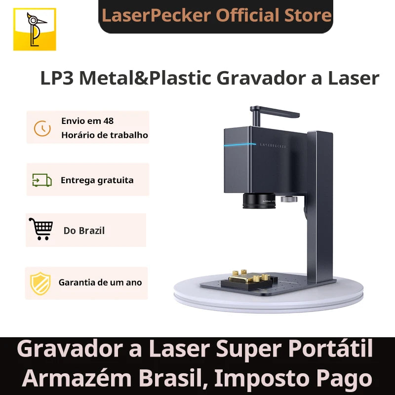 Brazil Warehouse Laserpecker Metal and Plastic Laser Engraver, DIY Engraving Machine,LP3,600mm per Speed,Portable Engraver